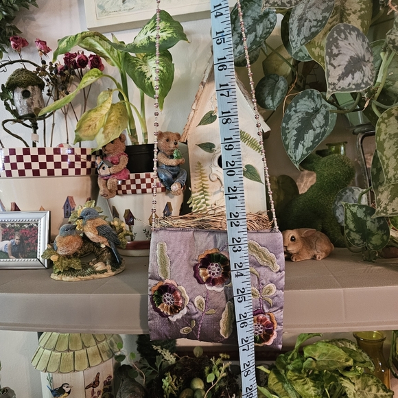 Moyna Purple Floral Embroidered Bag With Beaded Strap, Whimsy, Fairy - Picture 9 of 10